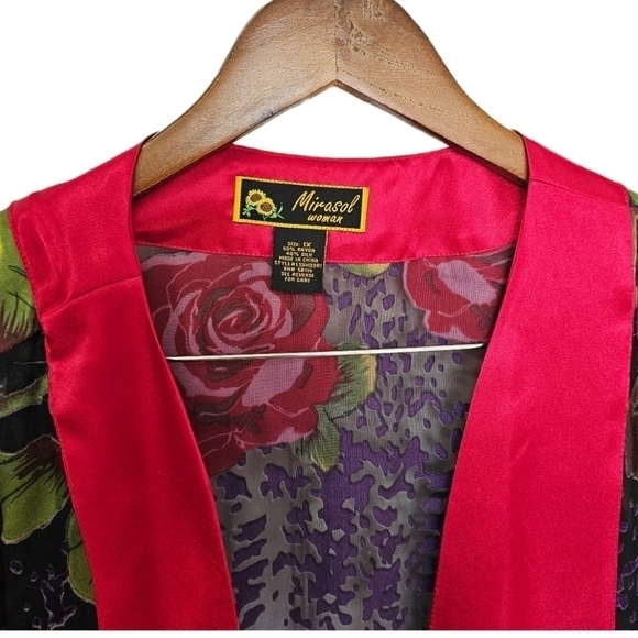 Floral boho burn out vevet silk blend sheer multicolor prints top size 1X - Picture 3 of 11